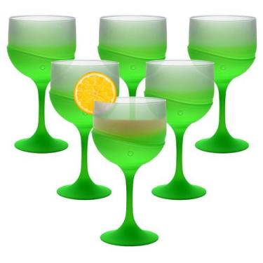 Imagem de Kit 6 Taças Neon Degradê 500ml Jogo Para Servir Gin Drinks Caipirinha 