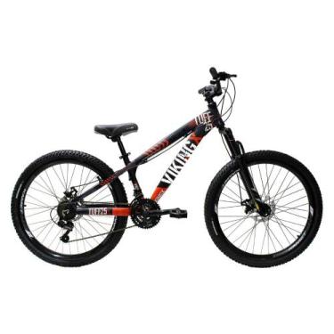 Imagem de Bicicleta Aro 26 Bike Vikingx Freeride Freio a Disco , Roxo, Laranja, 