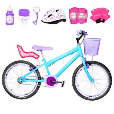 Imagem de Bicicleta Infantil Feminina Aro 20 Aero + Kit Premium - FlexBikes, Azu