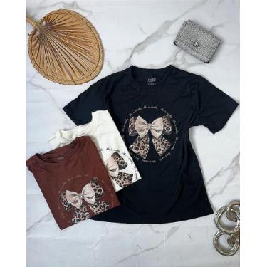 Imagem de T-shirt Plus com Laço Onça - Tecido Algodão Premium - no-brand