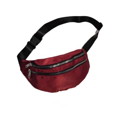 Imagem de Pochete de Cintura GXM Bolsa Academia Pochete Bolsa Academia Cintura 2 Compartimentos em Poliéster e Plástico 28cm Vinho