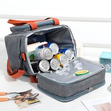 Imagem de Bolsa Térmica para Marmita 12L com Isolamento em Alumínio para Trabalho e Faculdade Cinza GXM