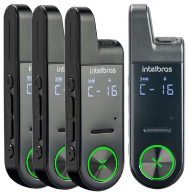 Imagem de Kit Rádio Comunicador Intelbras RC 6 MINI Walkie Talkie UHF Até 16 Horas de Conversação 4 Unidades