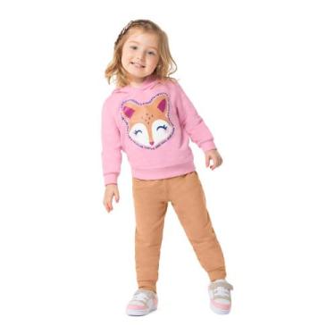 Imagem de Conjunto Moletom Inverno Menina Infantil Flanelado ccapuz e punho Rapo
