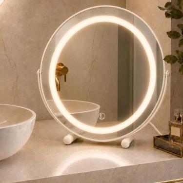 Imagem de Espelho Lopazzi de Mesa para Maquiagem com 3 LEDs Touch Penteadeira De