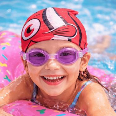 Imagem de Kit de Natação Infantil com Touca Óculos Protetor de Ouvido e Nasal Vermelho Sun Way