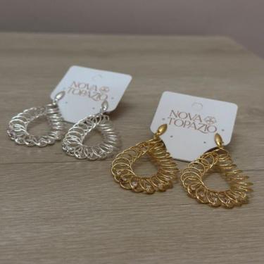 Imagem de Brinco aros gota com zircônias de cristal ouro - Nova Topázio, Ouro