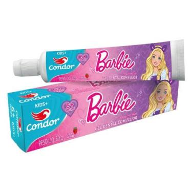 Imagem de Creme Dental Gel Infantil Barbie Morango Anti-cárie CONDOR 50g