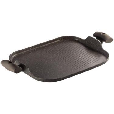 Imagem de Grill Chapa Duplo Hercules Antiaderente Ceramica Indução Com Alça