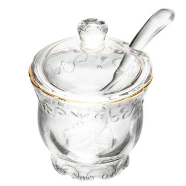 Imagem de Açucareiro com Colher e Fio de Ouro Serena 180ml Cristal - - Wolff