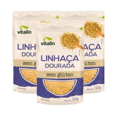 Imagem de Kit 3 Linhaça Dourada Grãos 120g Vitalin