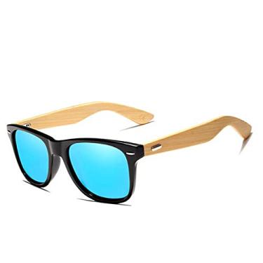 Imagem de Óculos de Sol Kingseven Vintage Hastes de Madeira com Proteção Uv400 (Azul)