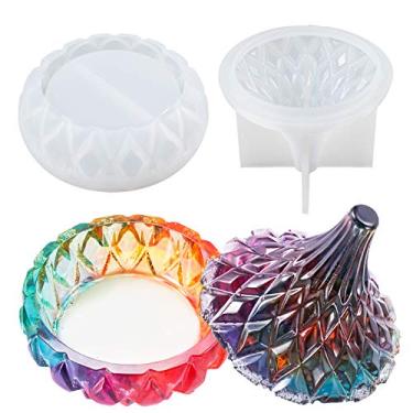 Imagem de FUNSHOWCASE Caixa de bugigangas em forma de gota com tampa para cimento de concreto de argila de polímero epóxi, estojo de armazenamento de joias faça você mesmo, castiçal, cinzeiro 8 x 8 x 10 cm