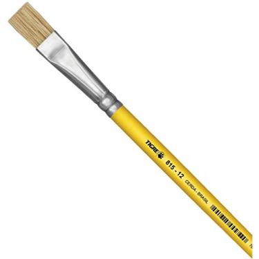 Imagem de Pincel Artesanal Chato 815 N.12 Amarelo - Pacote com 12, Pinceis Tigre, 81512, Multicor