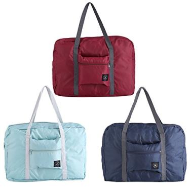 Imagem de Bolsa de viagem dobrável, bolsa de ombro à prova d'água, leve, clássica, multifuncional, para férias/viagens/esportes/academia, etc, Azul escuro, size