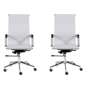 Imagem de Kit 2 Cadeiras Presidente Esteirinha Escritório Eames Branca