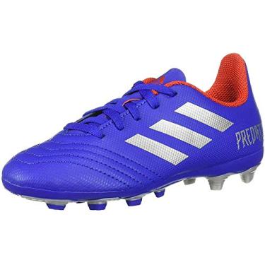 Imagem de Tênis de futebol infantil Adidas Predator 19,4 Firm Ground, Bold Blue/Silver Metallic/Active Red, 3 Little Kid