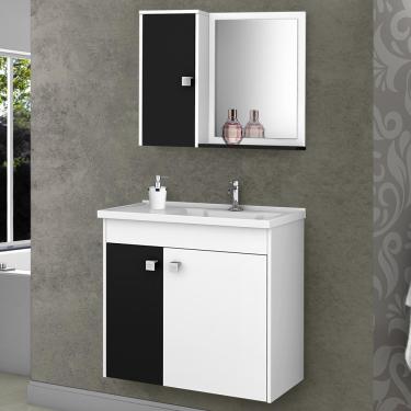 Imagem de Conjunto Para Banheiro Munique - Branco / Preto - Móveis Bechara