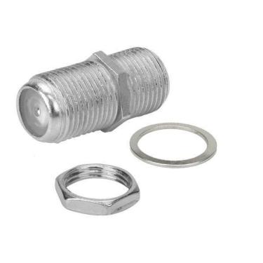 Imagem de Emenda Para Cabo Coaxial Femea Rosca Com Porca E Arruelas