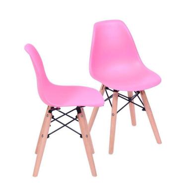 Imagem de Kit 02 Cadeiras Boxbit Infantil Dkr Eames Pp Rosa Madeira