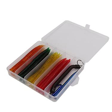 Imagem de 01 02 015 Kit de isca macia, iscas artificiais flexíveis e macias com borracha O para pesca de robalo