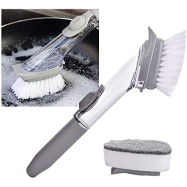 Imagem de Miroc Escova de Limpeza 2 em 1 com Reservatório de Detergente e Sabão para Lavar Louças, Piso e Azulejo, Inclui Suporte, Material: Nylon, Plástico ou Metal