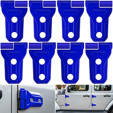 Imagem de Capa de dobradiça de porta acabamento acessórios exteriores decoração para Jeep Wrangler JL JLU Sport Sahara Freedom Rubicon Unlimited & Gladiator JT 2 portas e 4 portas (azul 8 peças)