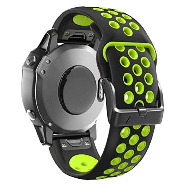 Imagem de GANYUU Pulseira de silicone esportiva para Garmin Fenix 7X 7 6X 6 Pro 5X 5Plus S60 935 Liberação rápida 22 26mm Pulseira (Cor: Preto Verde, Tamanho: Forerunner 935 945)