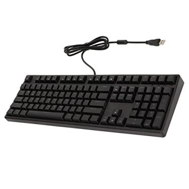 Imagem de Teclado para jogos com fio de 108 teclas, teclado mecânico para jogos com fio USB de eixo vermelho ergonômico teclado iluminado branco para computador portátil