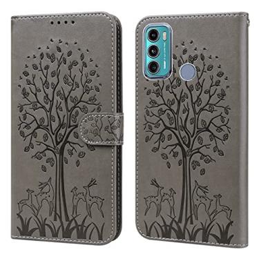 Imagem de For Motorola Moto G60 Tree & Deer Pattern Pressed Printing Horizontal Flip Leather Phone Case