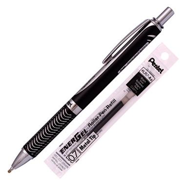 Imagem de Pentel Energel Alloy RT Gel Pen Medium Point Metal Tip Ballpoint Pen Black ink + Refill (Black Body)