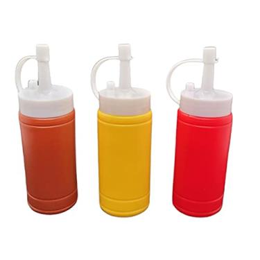 Imagem de 3 peças de piquenique apertável Mini 170 g Garrafas de armazenamento para dispensador de espremer – Ótimo para mostarda de ketchup e molho de churrasco!, Red, Yellow, Brown, 1 Set