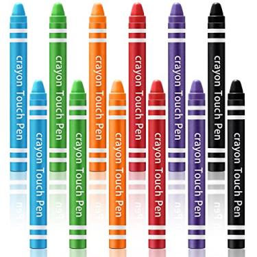 Imagem de 12 Pçs Kids Stylus Pen Fun Crayon Stylus para Tablets Touchscreen Smartphones Telefone Edição Infantil Tablet Desenho Anti Arranhões, Verde Preto Vermelho Roxo Laranja Azul Céu