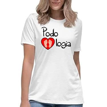 Imagem de Camiseta Podologia curso camisa faculdade universitária Cor:Preto com Branco;Tamanho:M