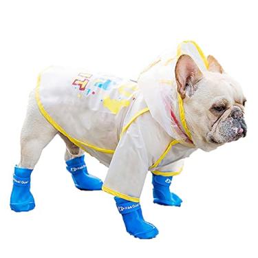 Imagem de Capa de chuva transparente para cães pequenos médios à prova d'água à prova de vento poncho de capa completa leve e respirável jaqueta de chuva, branco, M (peito: 56cm)