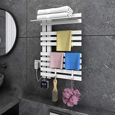 Imagem de Yajun Suporte de toalha de banheiro aquecido elétrico termostato design montado na parede economia de espaço suporte de toalha para barras de banheiro, branco-2, P