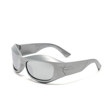 Imagem de Óculos de proteção brancos grandes óculos de sol femininos de luxo designer esportivo punk óculos de sol masculinos óculos de sol da moda, prata prata, tamanho único