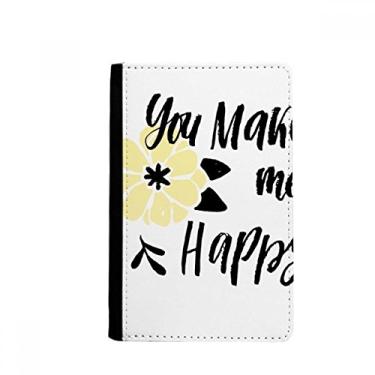 Imagem de You Make Me Happy Quote Style Passport Holder Notecase Burse Carteira Capa Cartão Bolsa, Multicolor