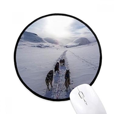 Imagem de DIYthinker Tapete de rato de cachorro animal neve husky imagem desktop escritório tapete redondo para computador