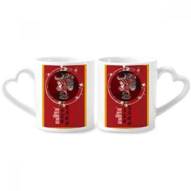 Imagem de Conjunto de canecas de porcelana para casal de flores de ano novo primavera feliz coração coração