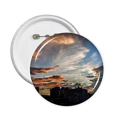 Imagem de Cidade crepúsculo nuvens laranja céu alfinetes emblema botão decoração acessório 5 peças