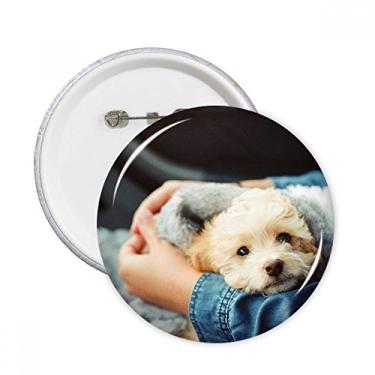 Imagem de Filhote de cachorro bonito fotografia de animal alfinetes redondos emblema botão decoração acessório 5 peças
