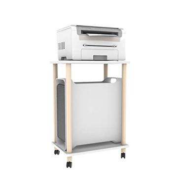 Imagem de Suporte de impressora do chão ao teto Rack de impressora removível PC host suporte integrado prateleira de armazenamento multicamadas de madeira rodas de suporte multifuncional para impressora de mesa de escritório em casa (cor: 2 camadas-59*44*72,4 cm