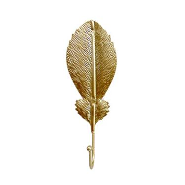 Imagem de KIZQYN Ganchos de casaco dourado/verde pendurado rack de armazenamento folha gancho de ferro forjado cabide de parede forma de folha criativa estilo nórdico decoração de banheiro em casa rack de casaco montado na parede (cor: 2)
