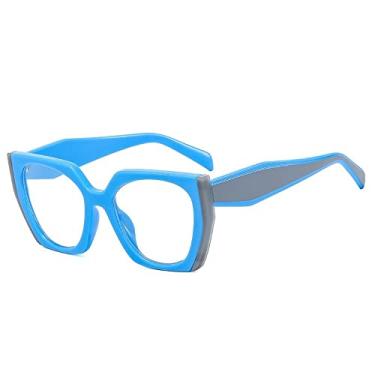 Imagem de Óculos de sol quadrado fashion olho de gato para mulheres vintage preto branco óculos de sol feminino gradiente tons gafas, azul cinza claro, tamanho único