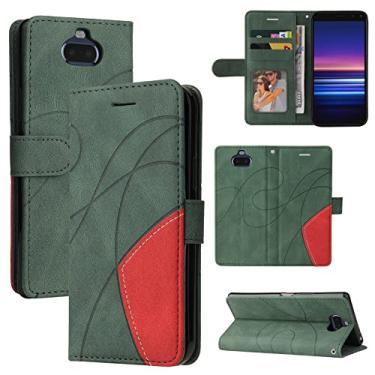 Imagem de Capa carteira para Sony Xperia 20, compartimentos para porta-cartões, fólio de couro PU de luxo anexado à prova de choque capa flip com fecho magnético com suporte para Sony Xperia 20 (verde)