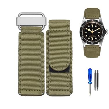Imagem de CYSUE 22mm 24mm pulseira de relógio de nylon para Seiko Tudor Rolex BR gancho e laço fixador pulseira esportiva fivela de aço pulseira NATO preto azul (cor: verde exército-prata, tamanho: 22mm)