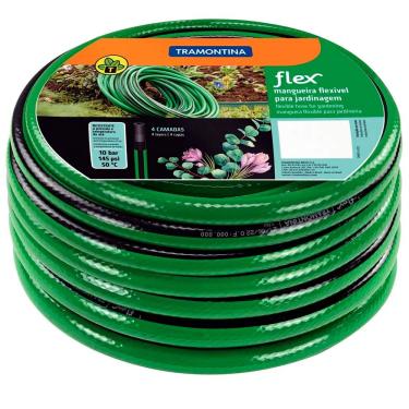 Imagem de Mangueira Flex para Jardim Tramontina PVC 4 Camadas com 30 Metros – Verde/Preta
