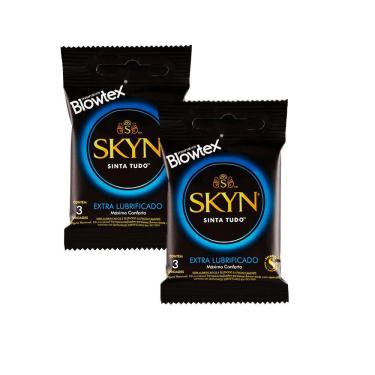 Imagem de Kit 2 Pacotes Preservativo SKYN Extra Lubrificado C/ 3 Unidades Cada