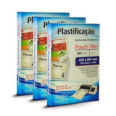Imagem de Plástico para plastificação Mares A4 0,05 125 micras 300 unidades